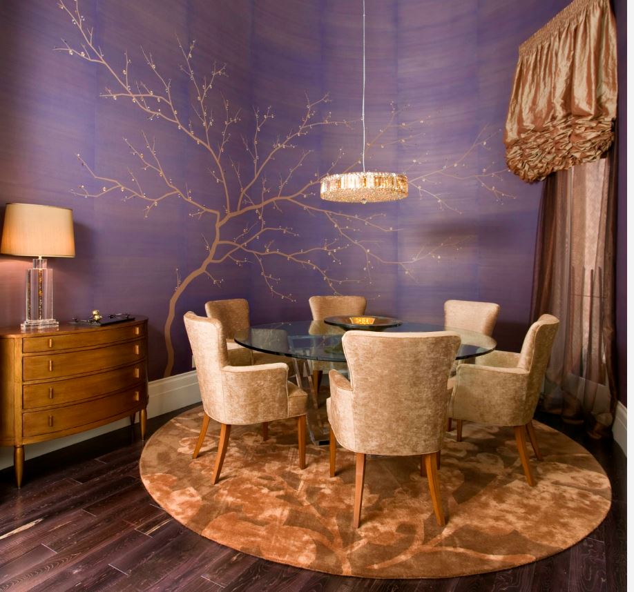 Pruple and gold dining room