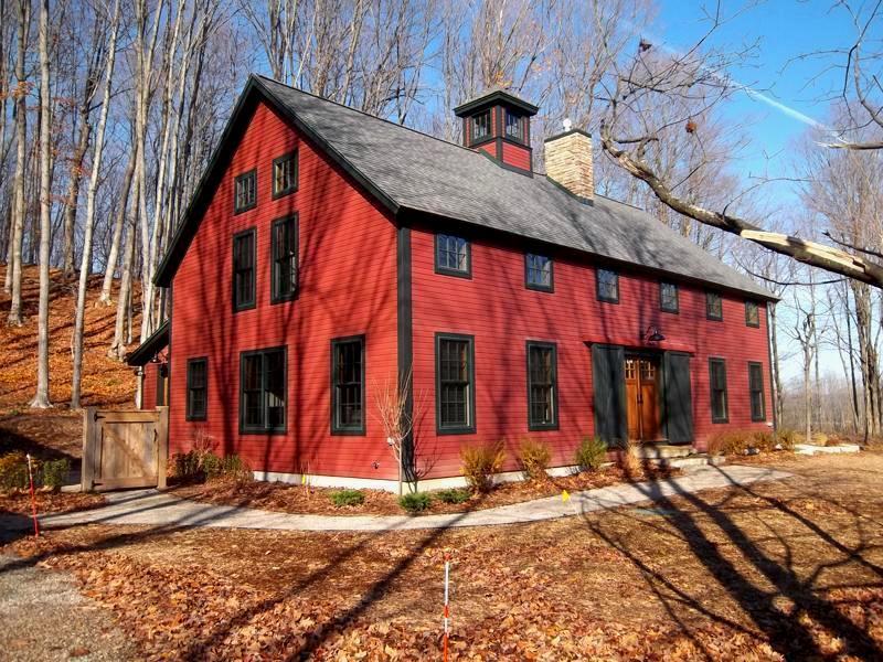 Deep red siding color house