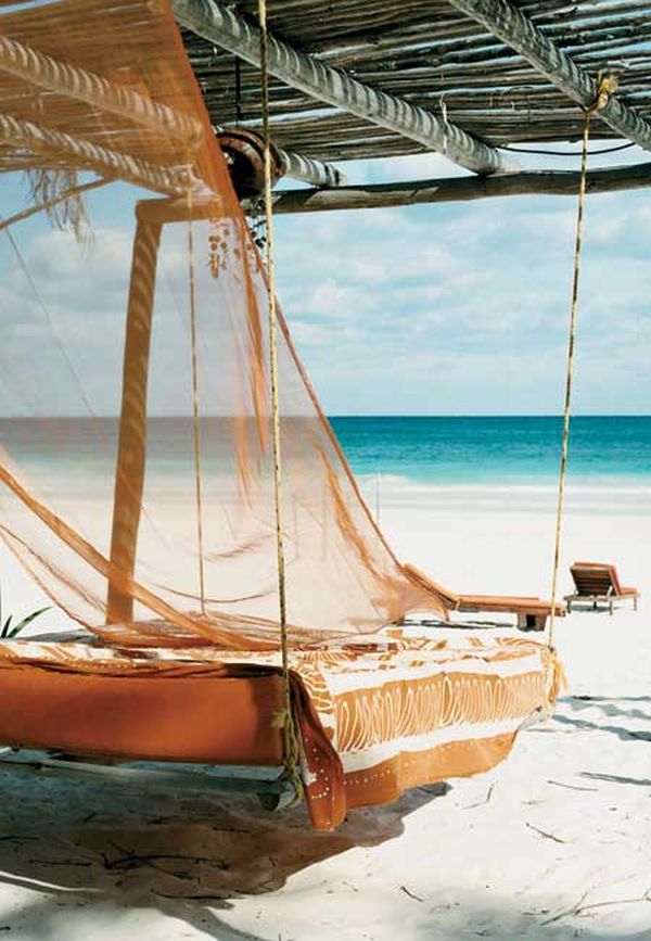Beach hanging bed summer vacation
