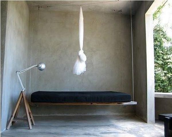 Concrete porch bed swing