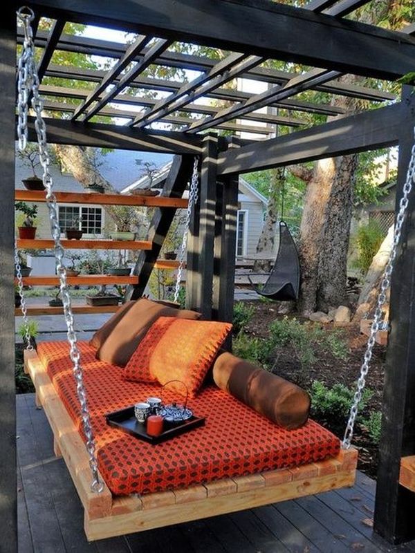 Cottage outdoor hanging bed