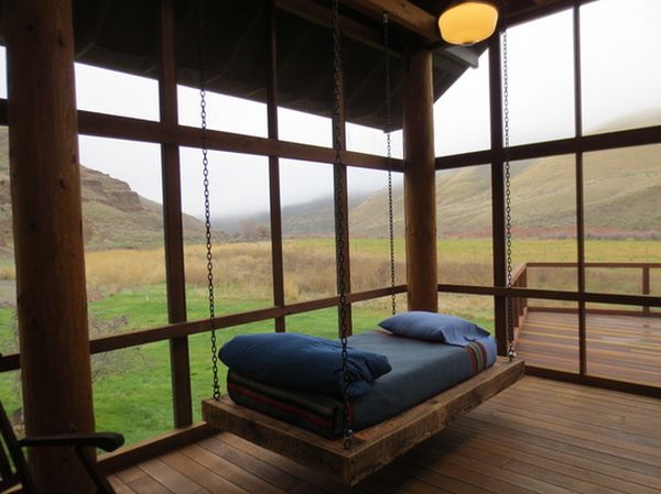 Hanging bed mountain views