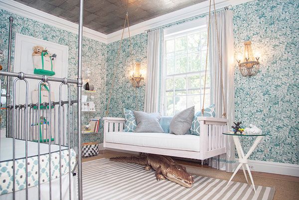 Nursery room hanging bed