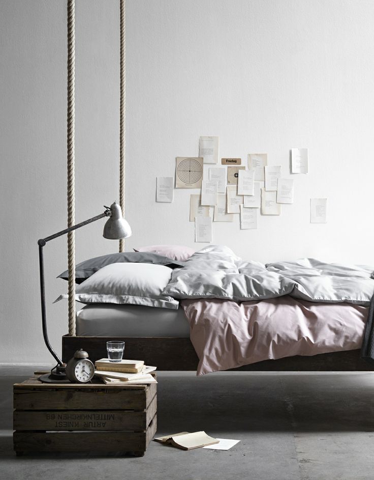 Rustic loft hanging bed