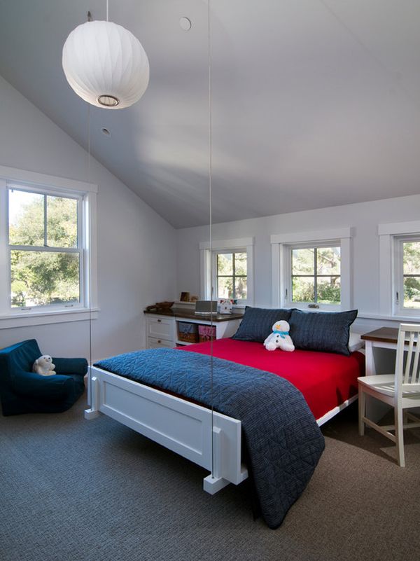 Teenage room hanging bed