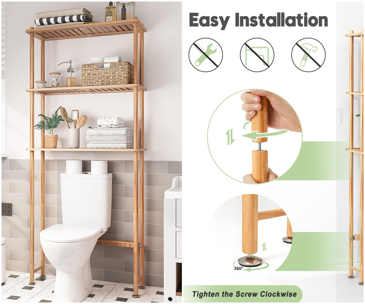 AmazerBath Bamboo Over-the-Toilet Storage Shelf
