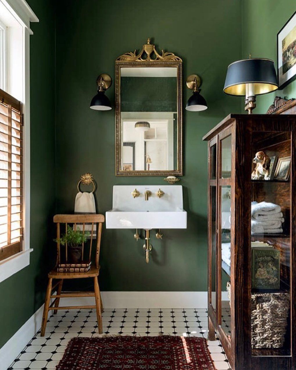 Traditional Green Bathroom