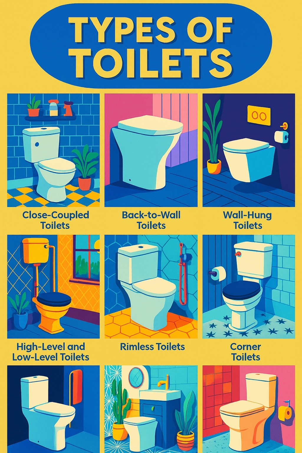 Different types of toilets infographic