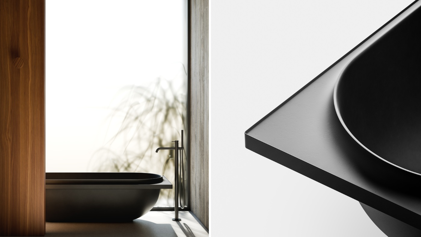 Black freestanding tub