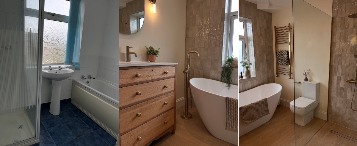 Brass accents bathroom renovation