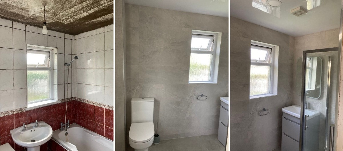 Red to concrete bathroom reno