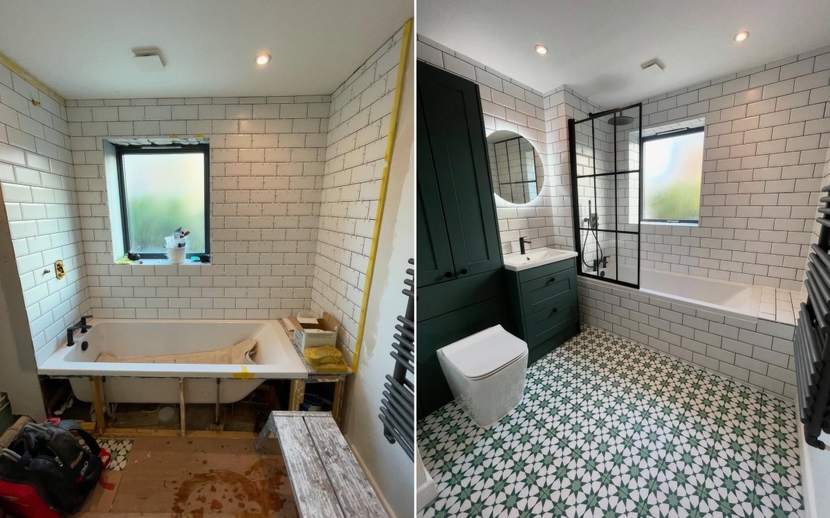 Subway tiles bahtroom makeover