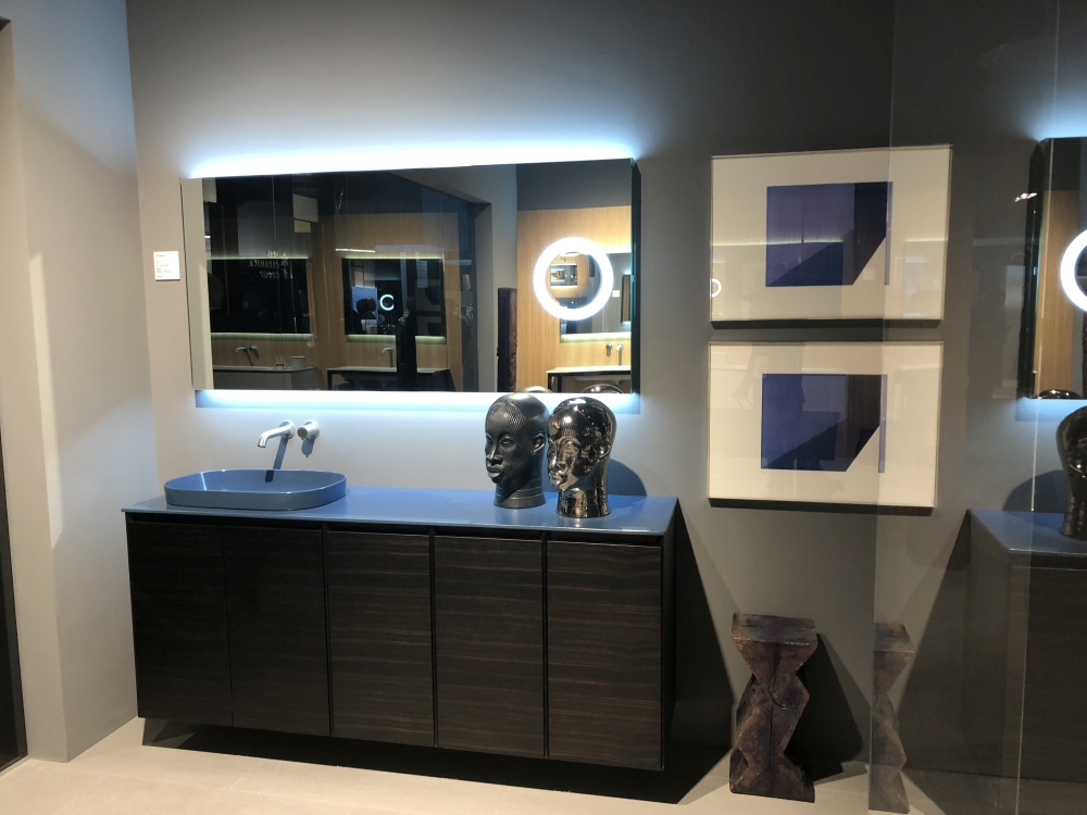 Blue Accents with Dark Cabinetry