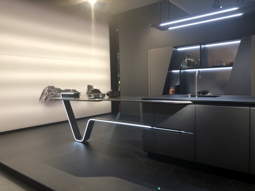Futuristic Minimalism with Floating Countertop