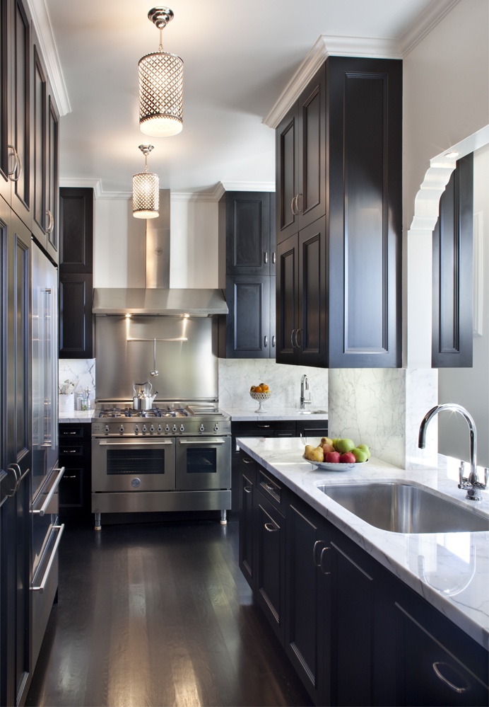 Black cabinets gallery kitchen