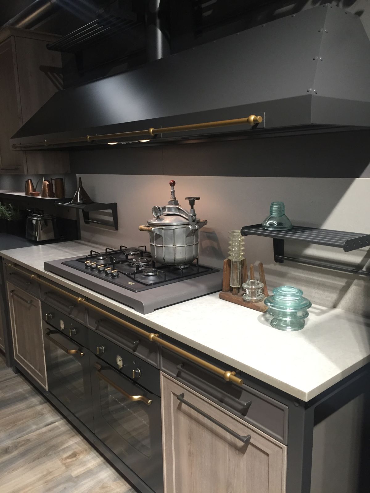 Gray and Wood Kitchen Cabinets