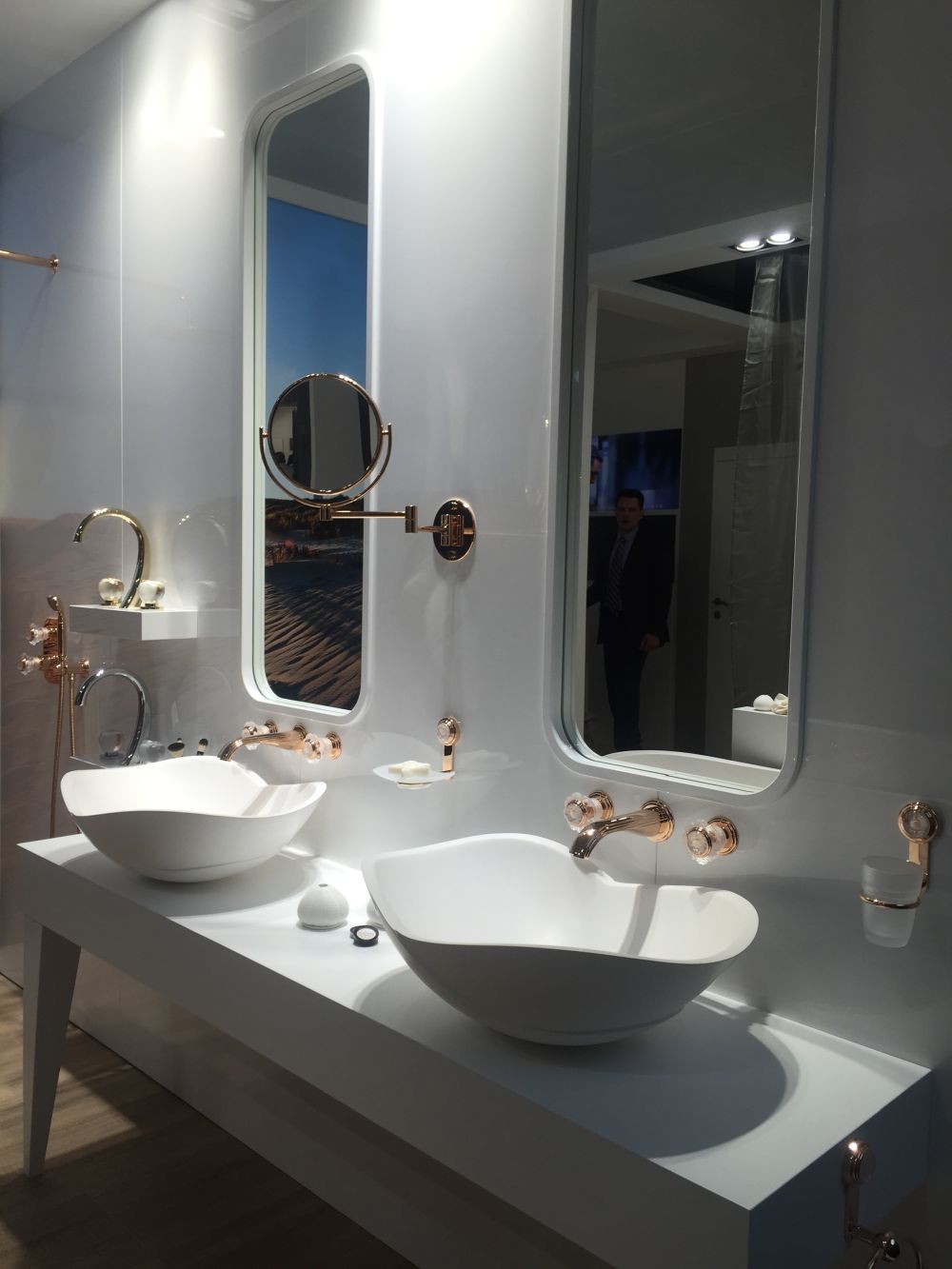 Sculptural Sinks in a Minimal White Setting