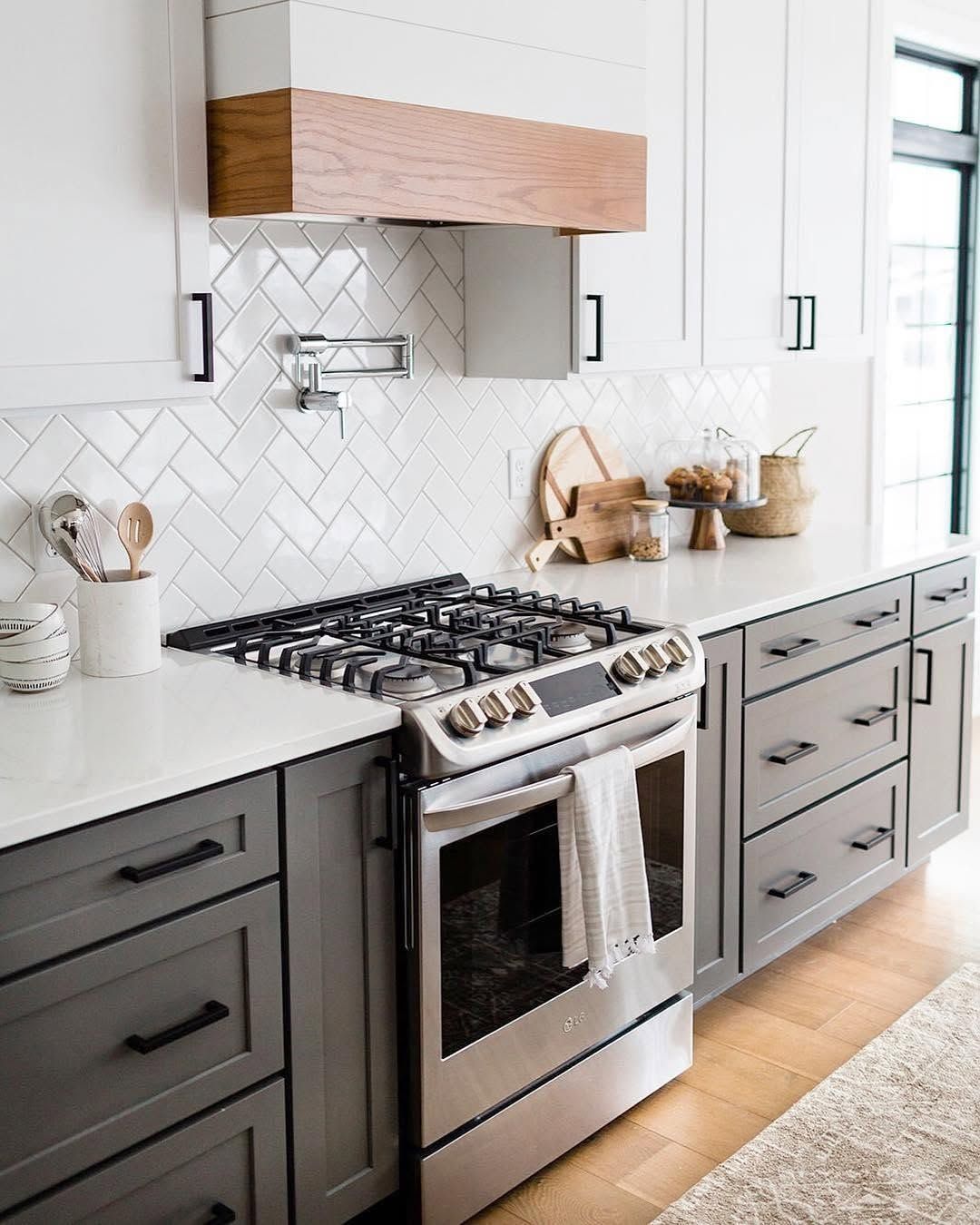 Chevron Tile Matte Nickel Pot Filler Design