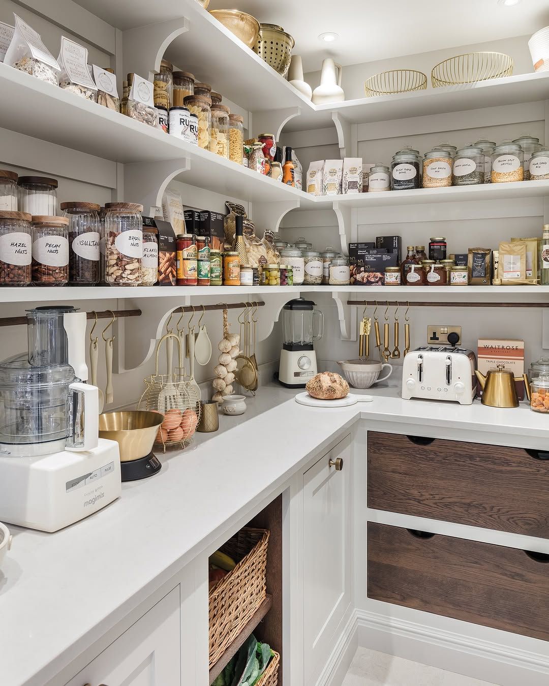 Classic Pantry with Curved Shelf Brackets