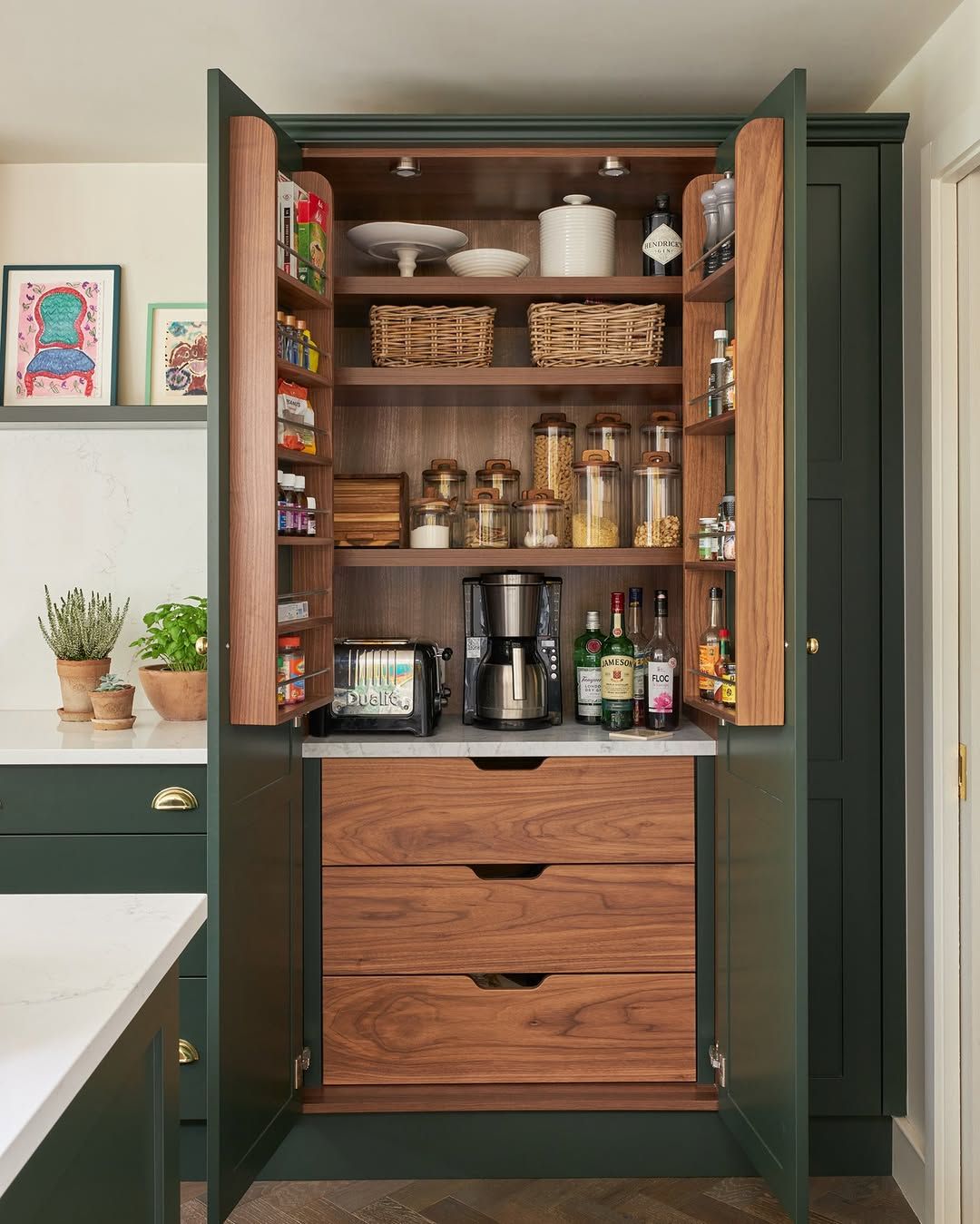 Compact Cabinet Pantry with Coffee Station