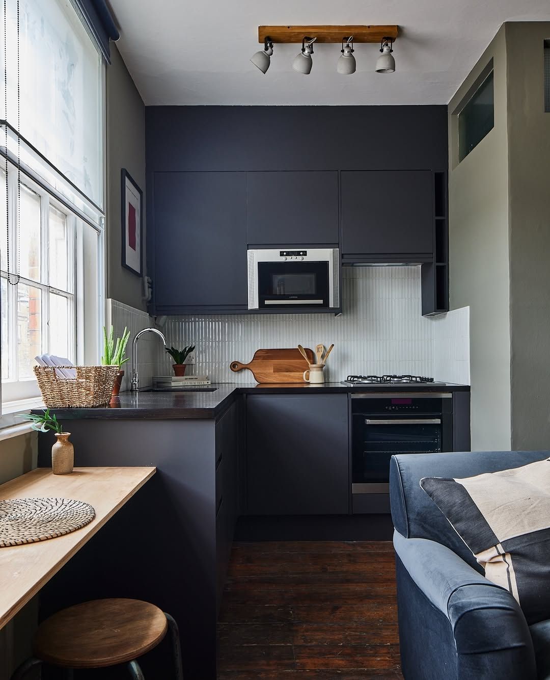 Compact Charcoal Kitchen with Sleek Lines