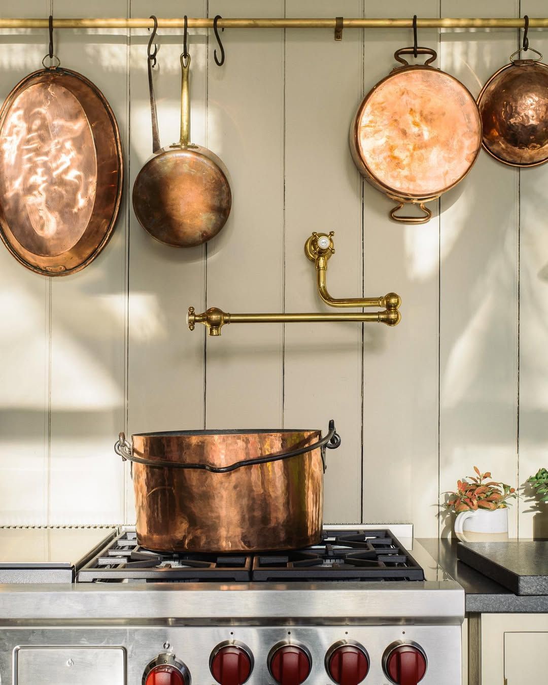 Copper Accents and Aged Brass Pot Filler