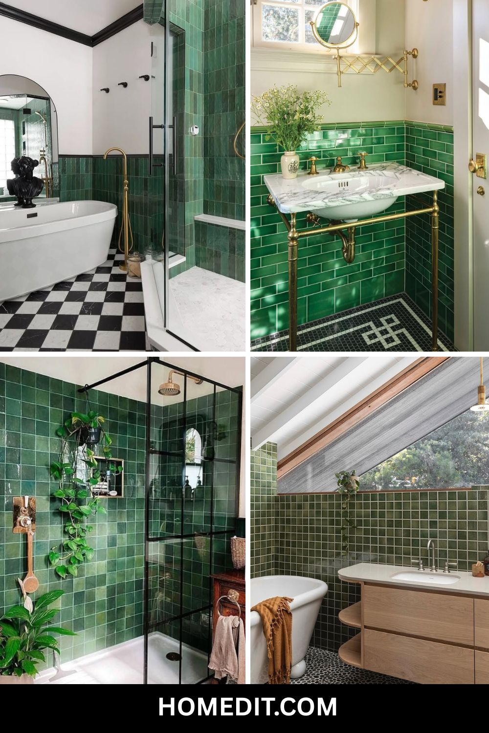 Green titles bathroom decor