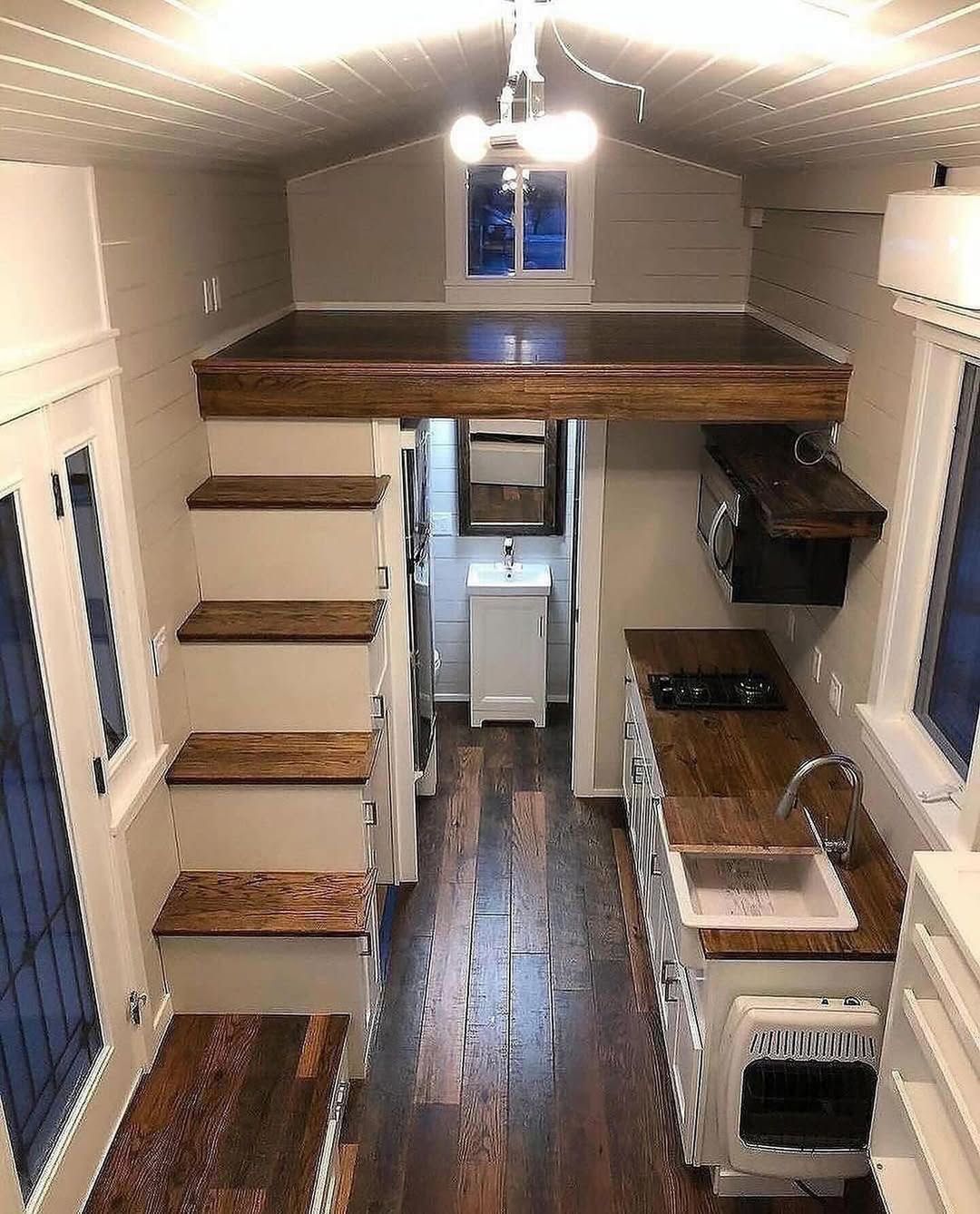 Linear Kitchen With Integrated Stair Storage