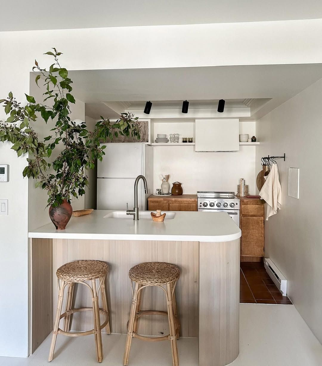 Minimal Small Kitchen with Organic Textures