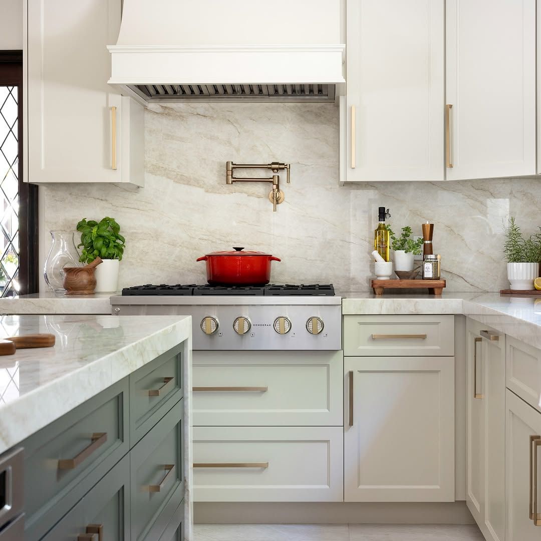 Soft Cream Cabinetry Minimalist Brass Pot Filler