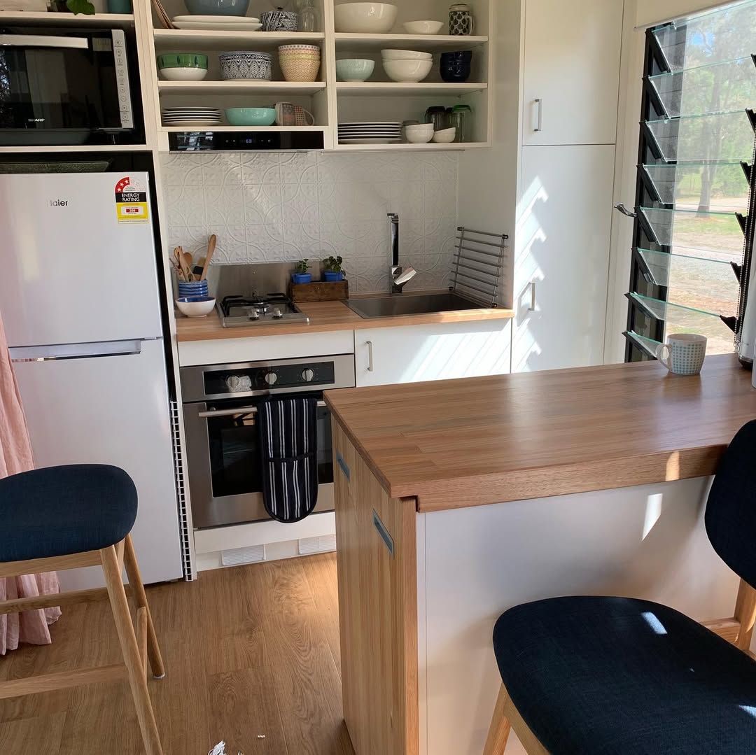 Two Tone Kitchen With Open Shelf Display