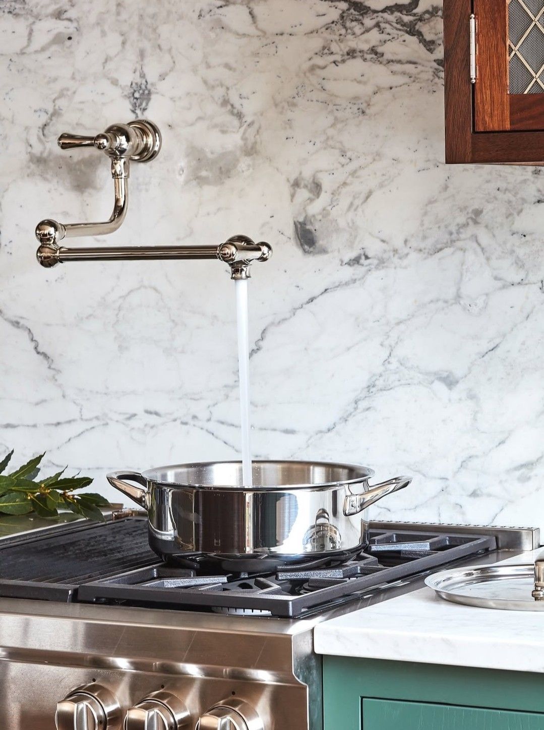 Veined Marble With Polished Nickel Pot Filler